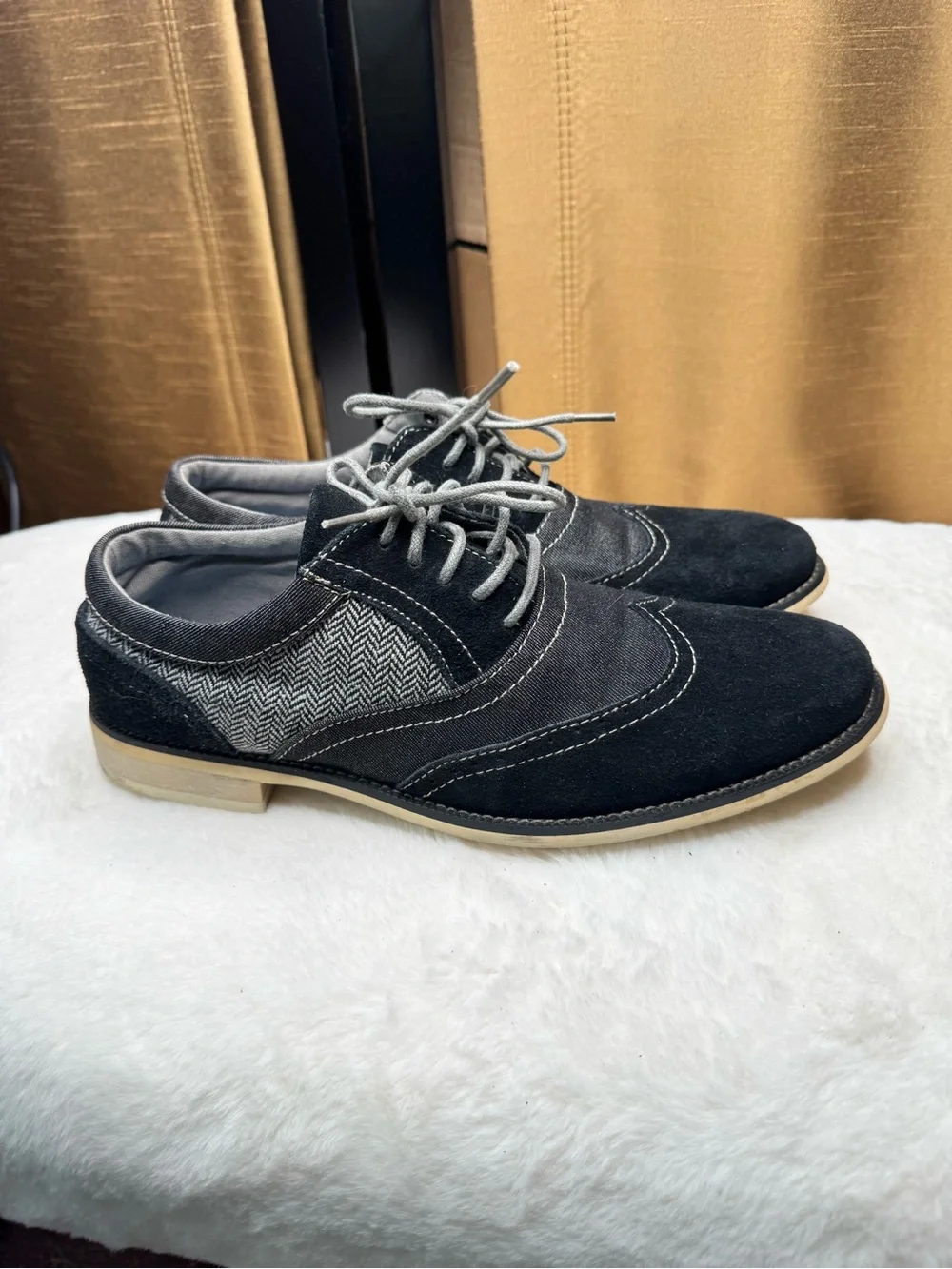 Steve Madden Wingtip Oxford Sneakers Gray Black Size 8 Casual Lace Up